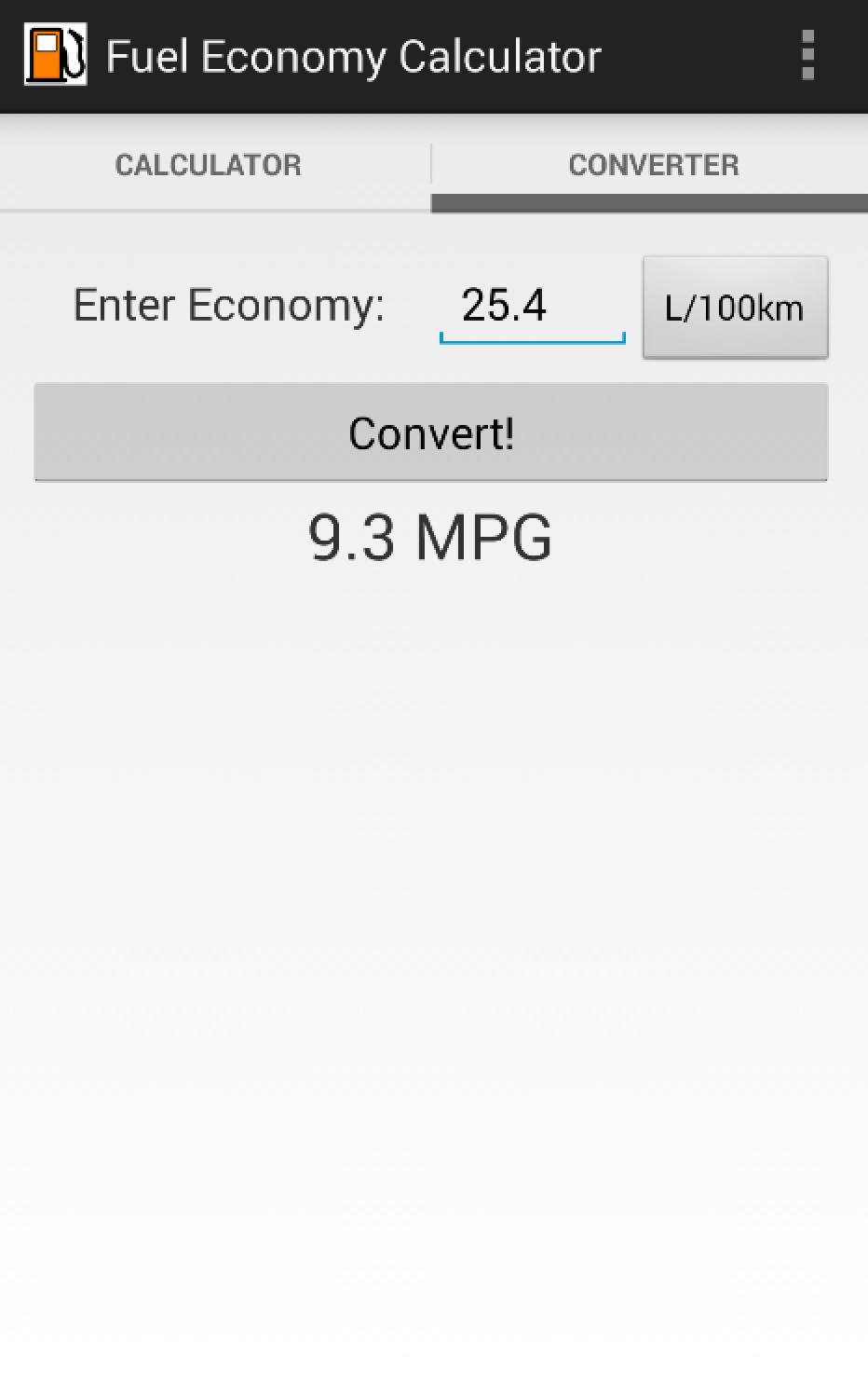 MPG Fuel Economy Calculator