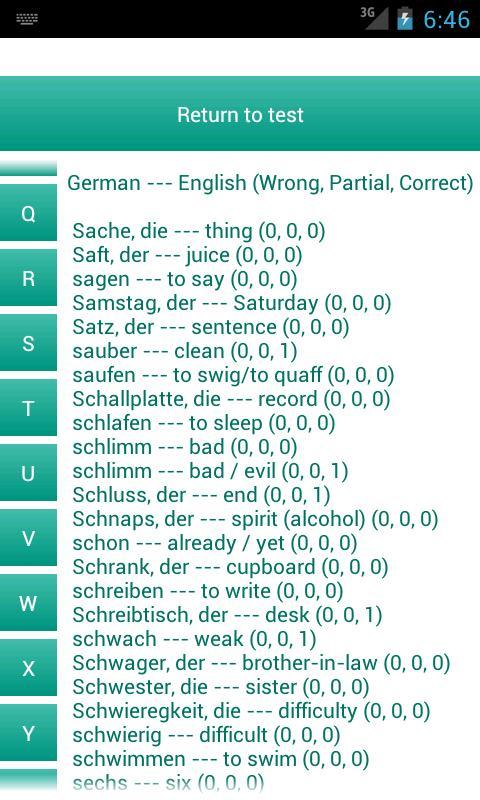 Vocabulary Test (Fr, De)