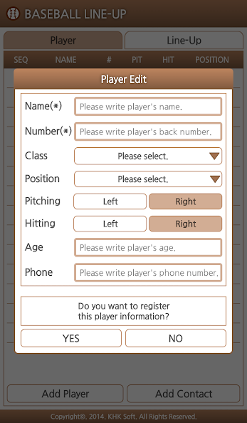 Baseball Line-Up (Manager)
