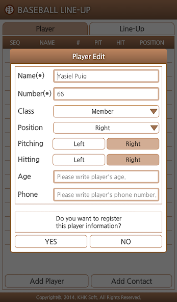 Baseball Line-Up (Manager)