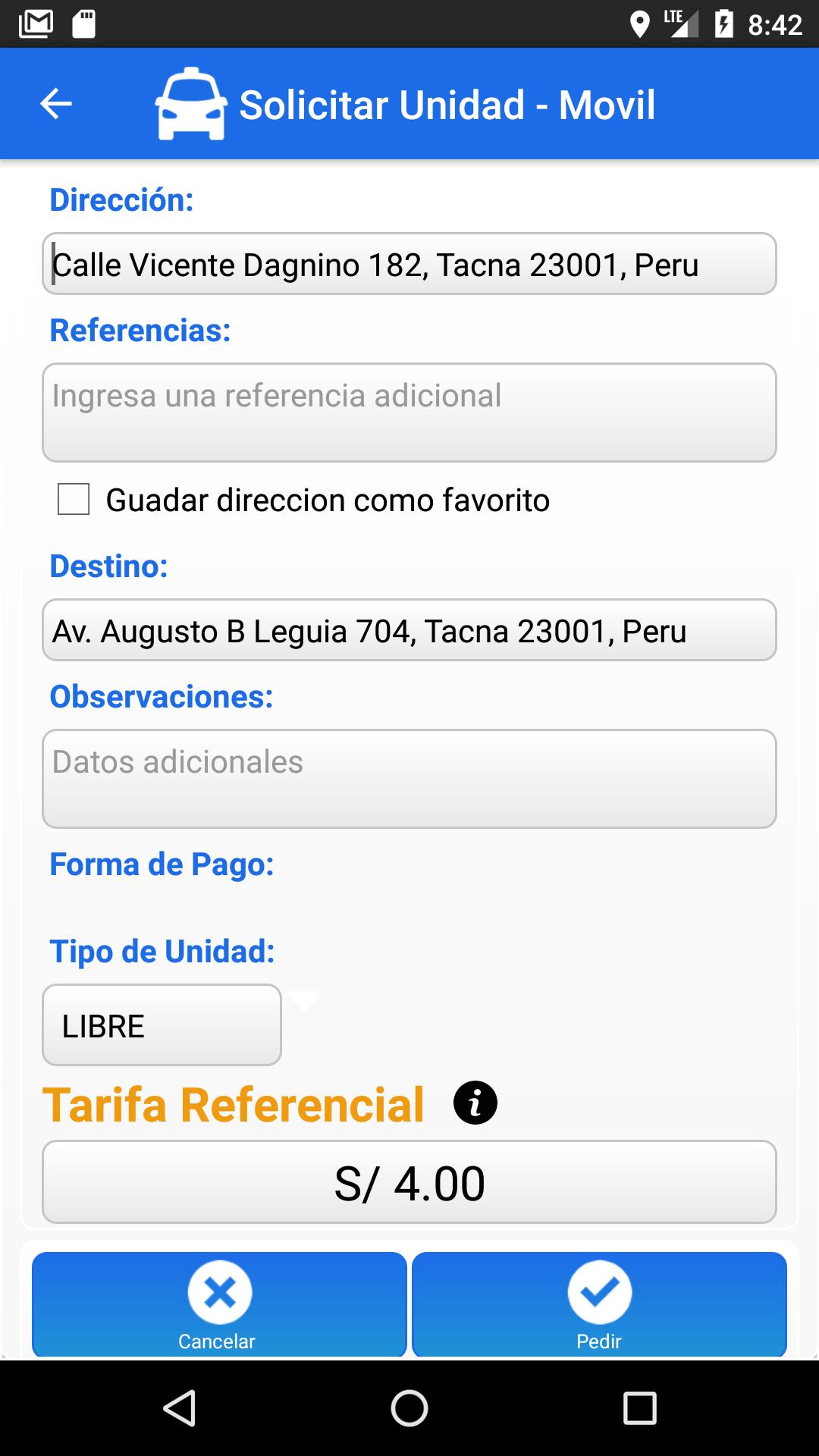 Radio Taxi 114 - Cliente