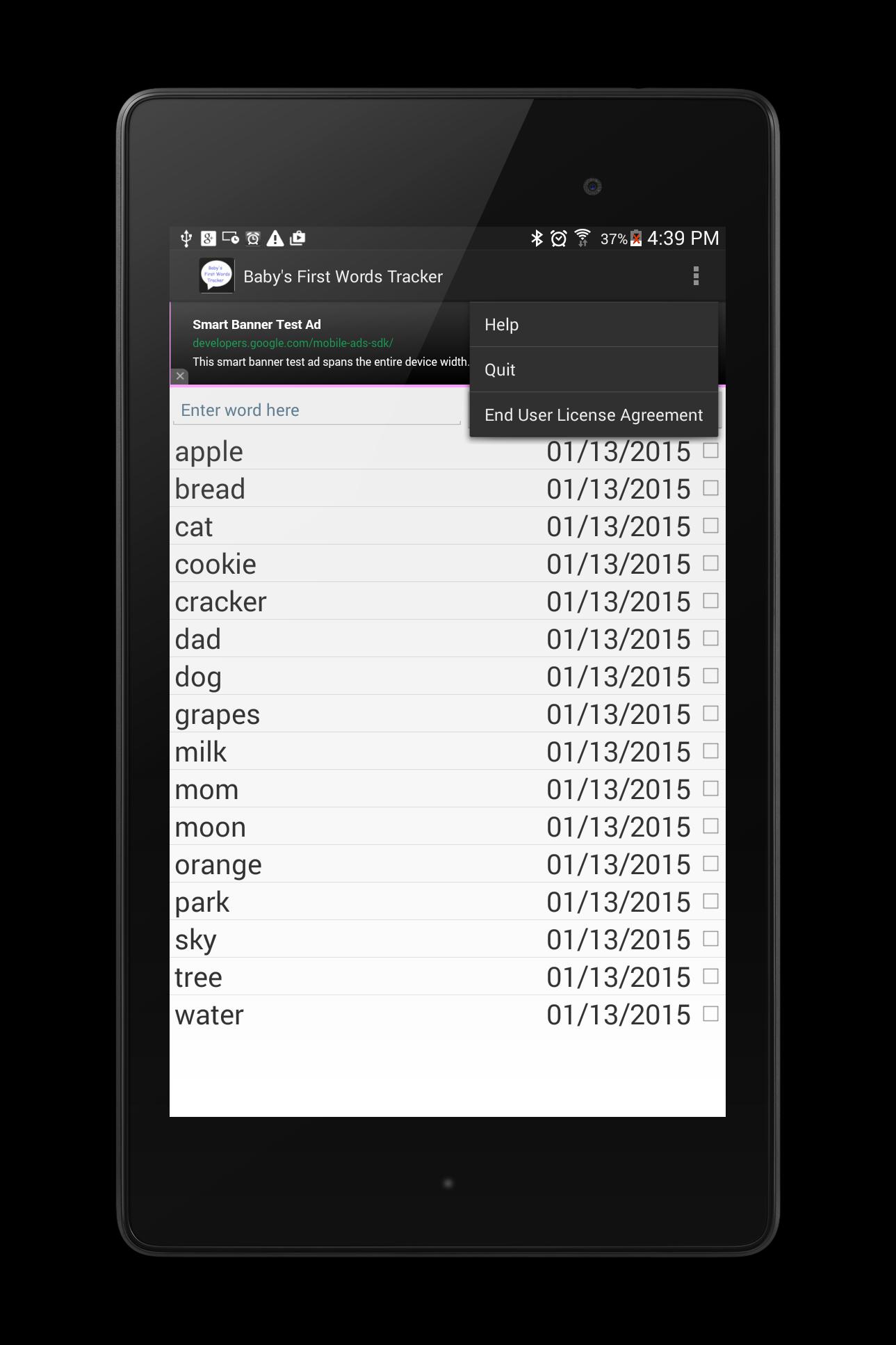 Baby's First Words Tracker