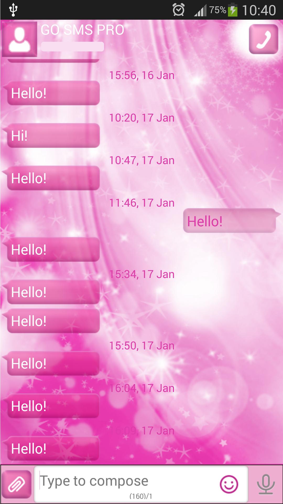 GO SMS Pink Sparkle