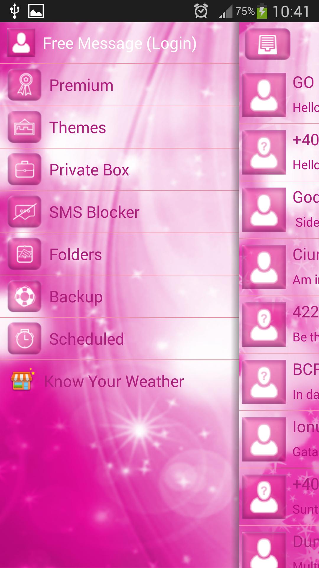 GO SMS Pink Sparkle