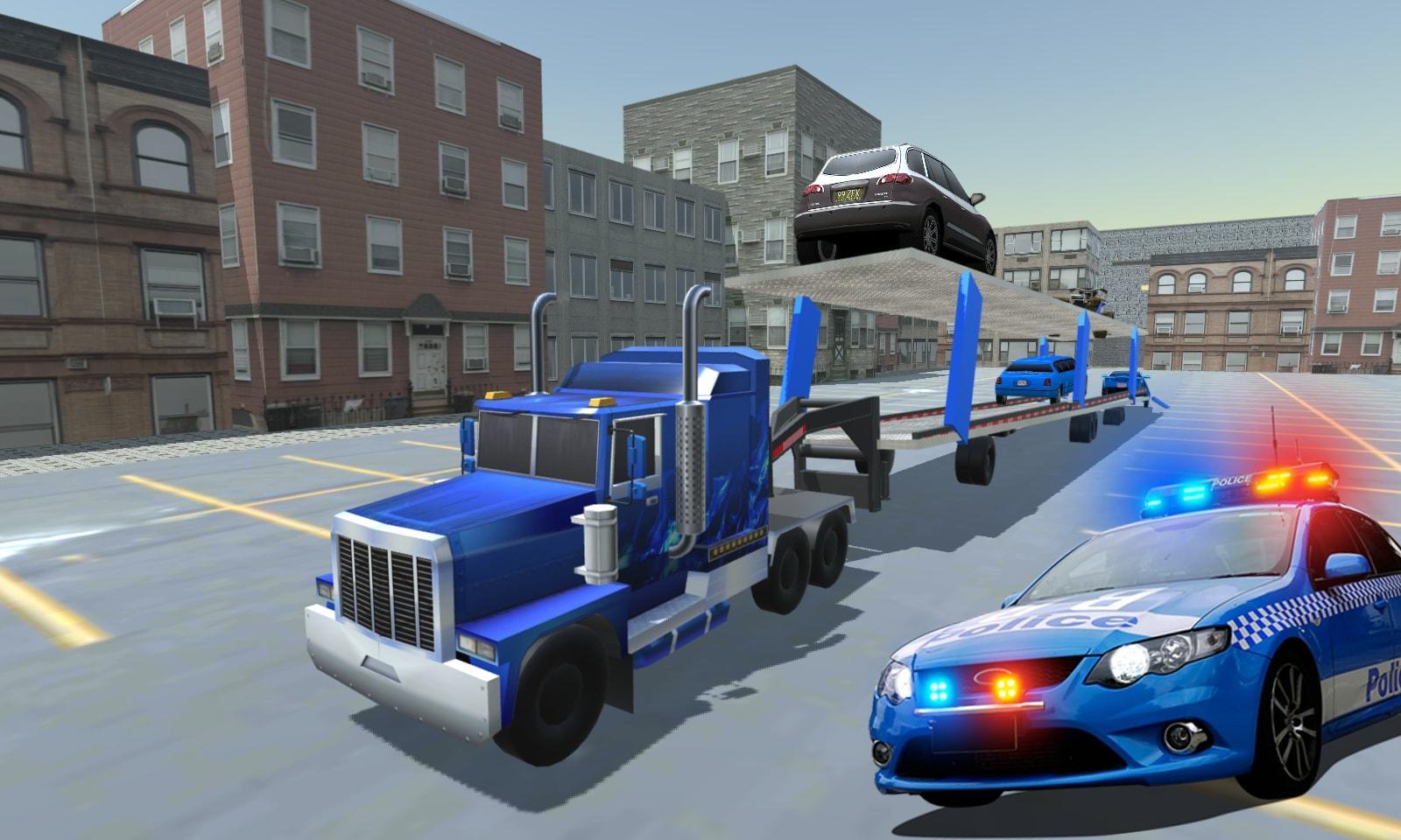 US Police Limousine Car Transporter Games