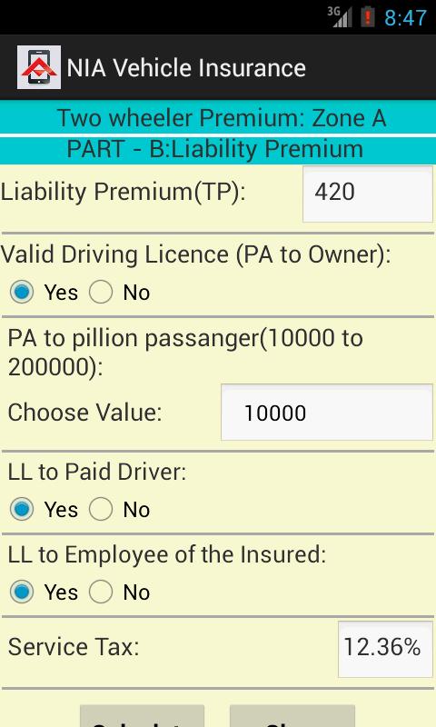 Vehicle Insurance Calculator