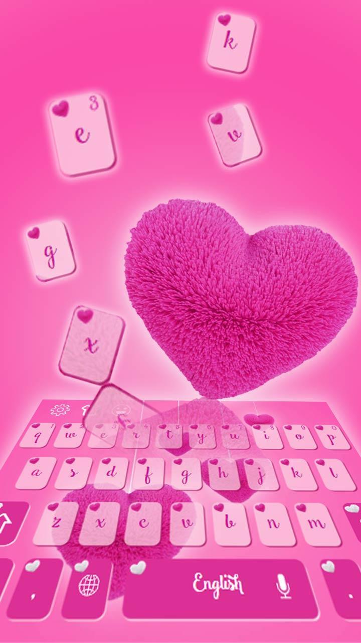 Fluffy love pink keyboard