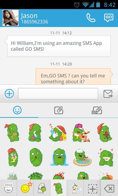 GO SMS Little Green STICKER