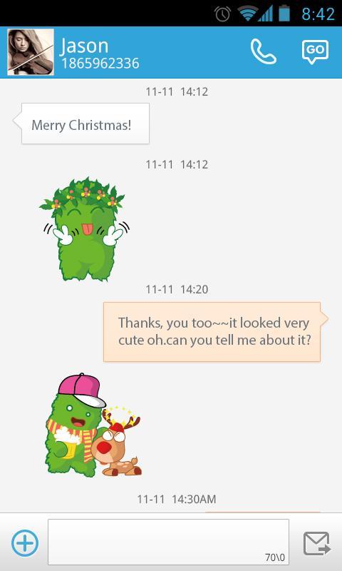 GO SMS Little Green STICKER