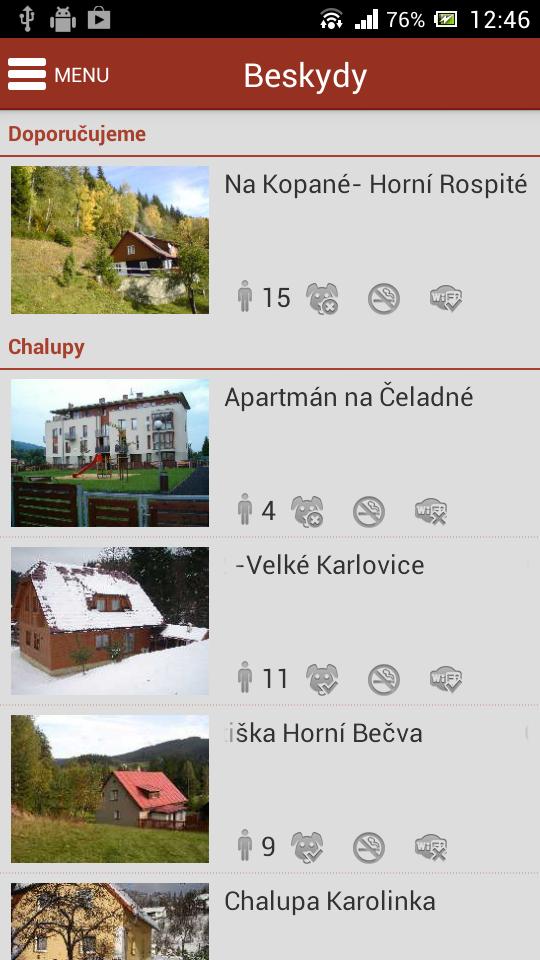 Rental cottages in CZ and SK