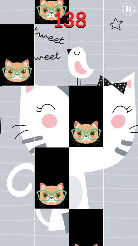 Cat Pink Piano Tiless