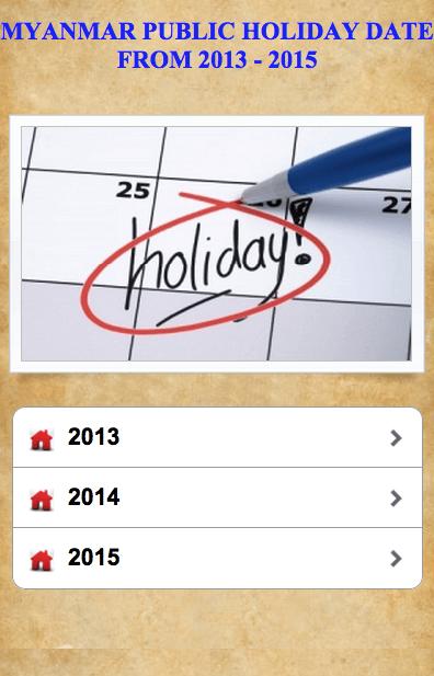 Myanmar Public Holiday 2015