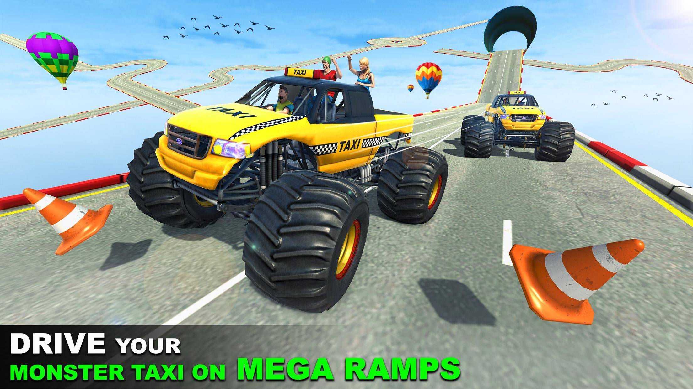 Grand Taxi Monster Truck Driving Stunt Racing Game