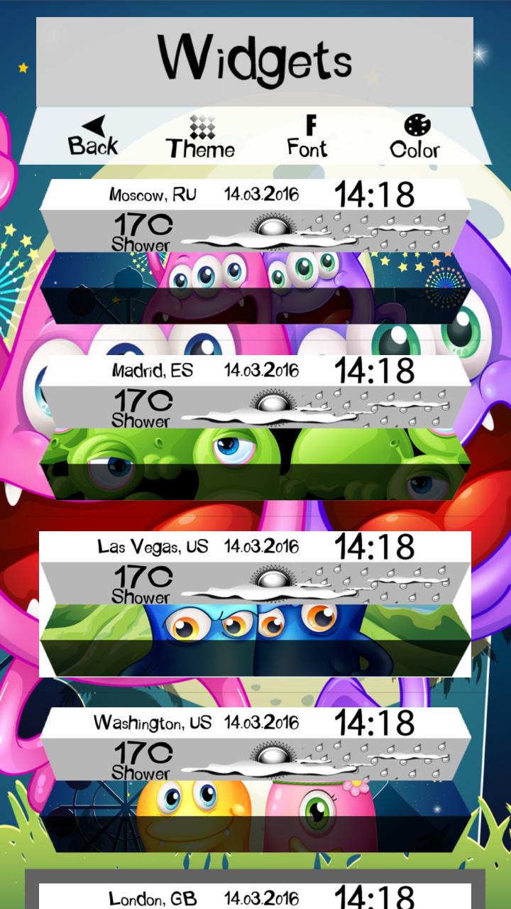 Clock Weather Widget Monsters