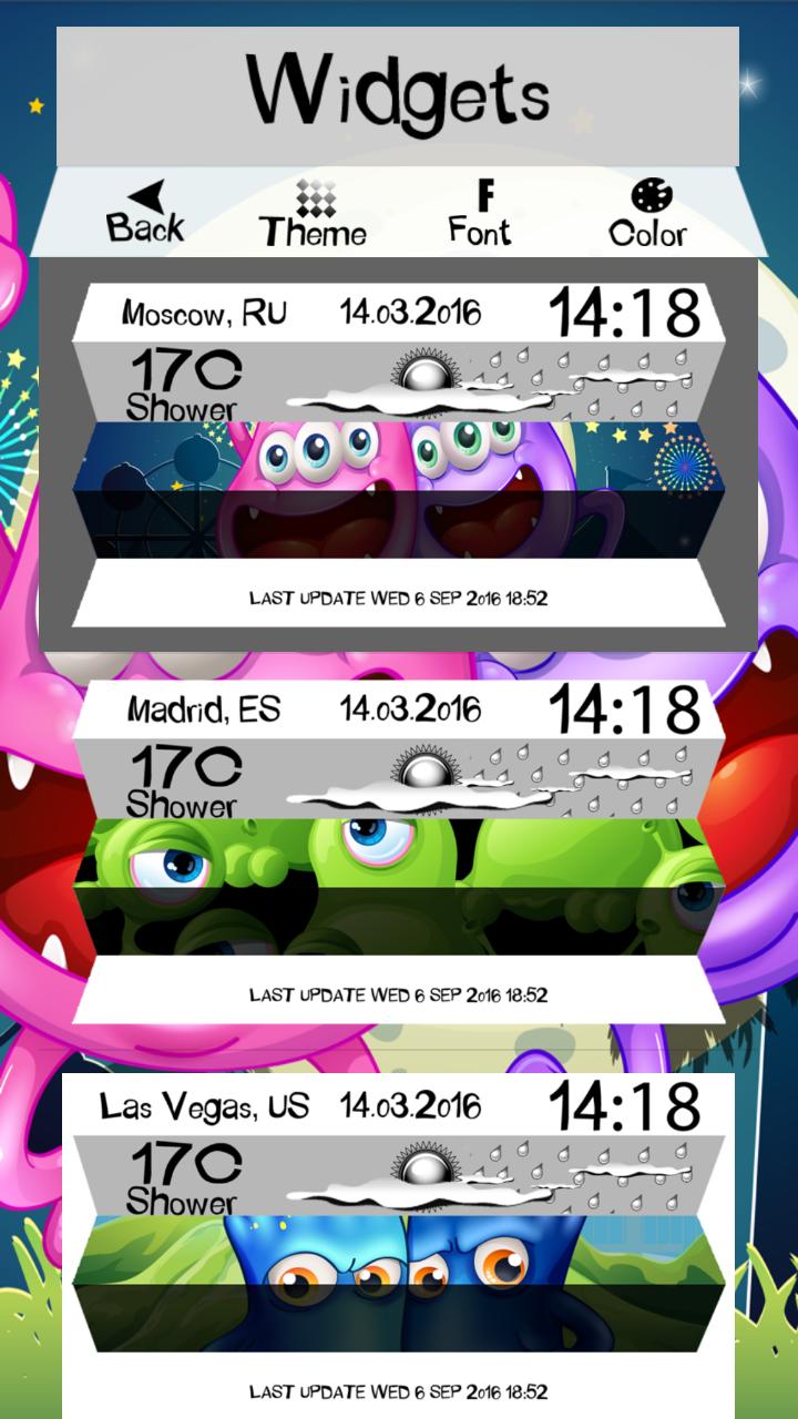 Clock Weather Widget Monsters