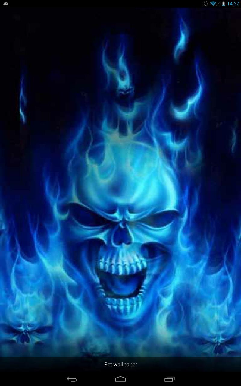 Skulls in a blue flame live wp
