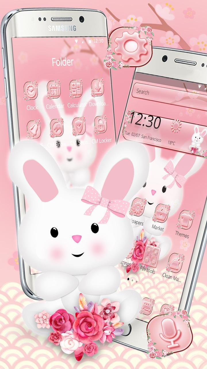 Pink Cute Love Cartoon Bunny Theme