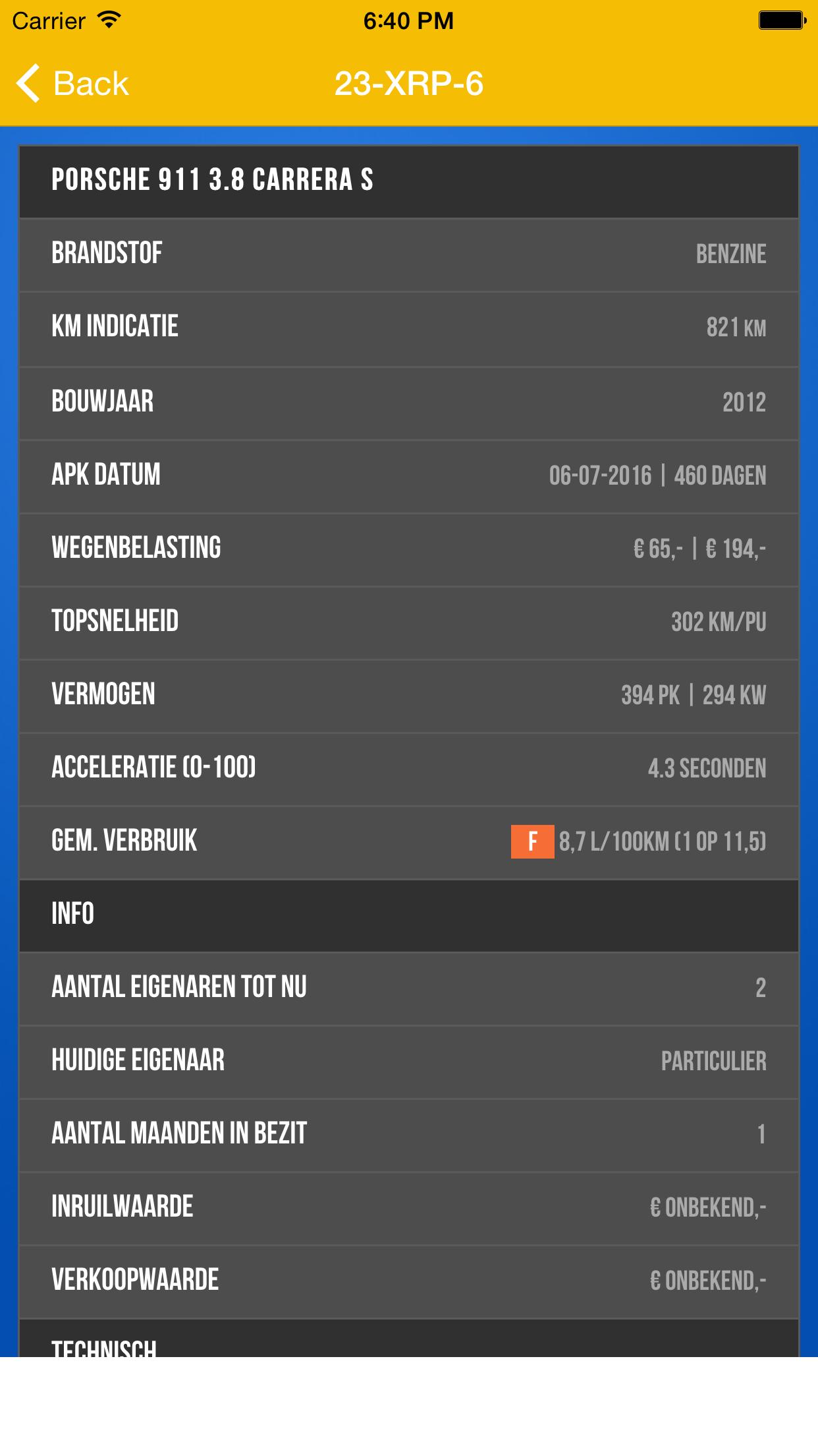 Kenteken App informatie RDW
