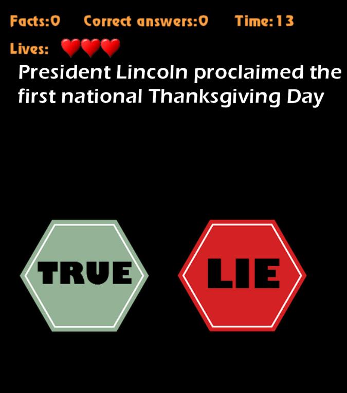True or lie trivia fact game