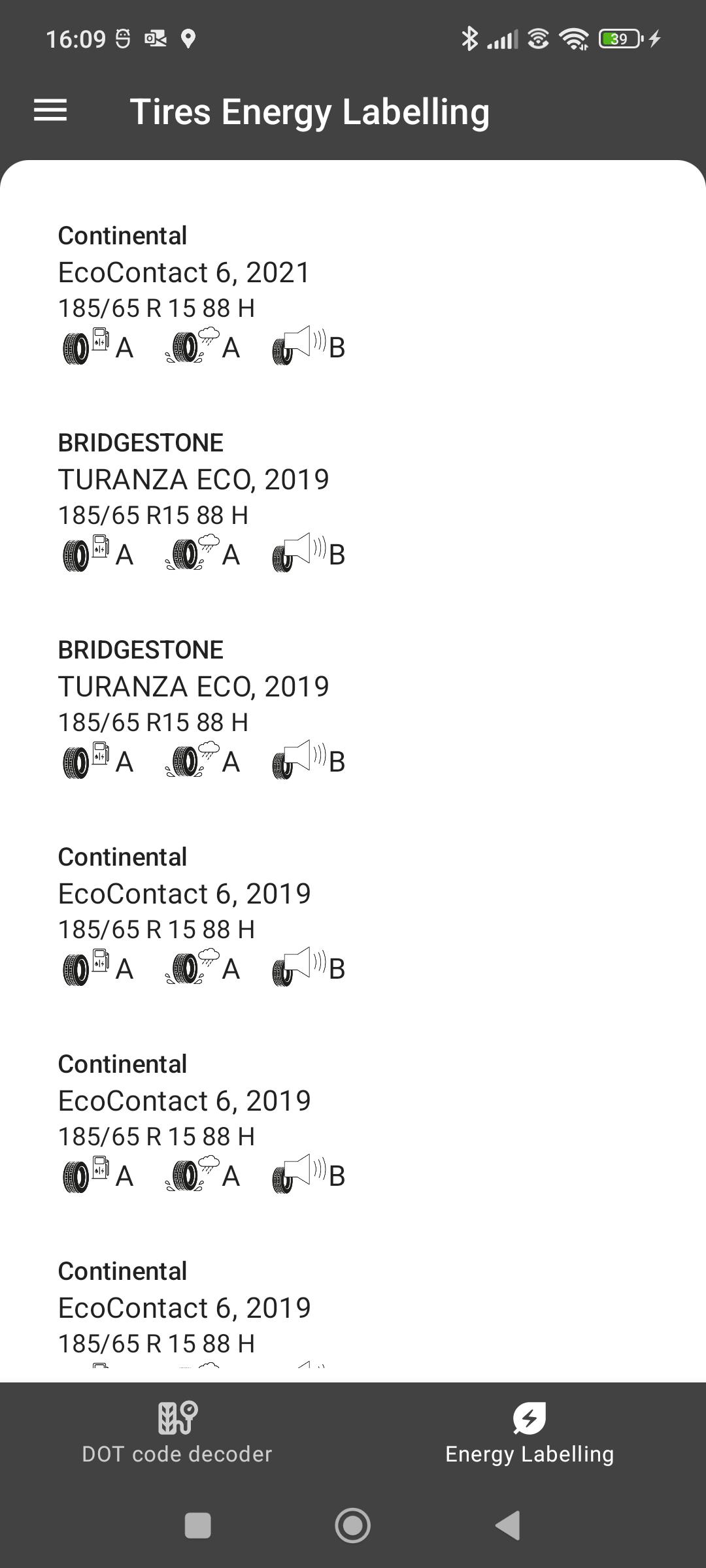 Tire DOT & Energy Labelling