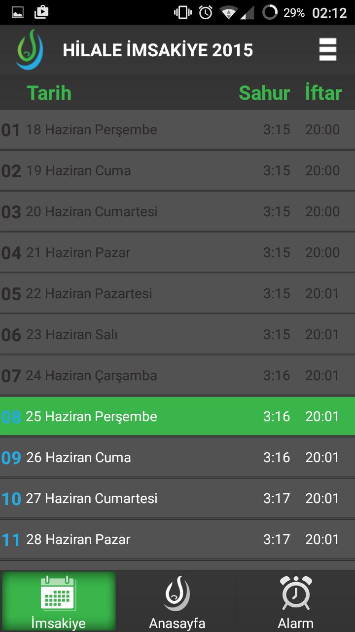 Hilale Ramadan Imsakiye 2015