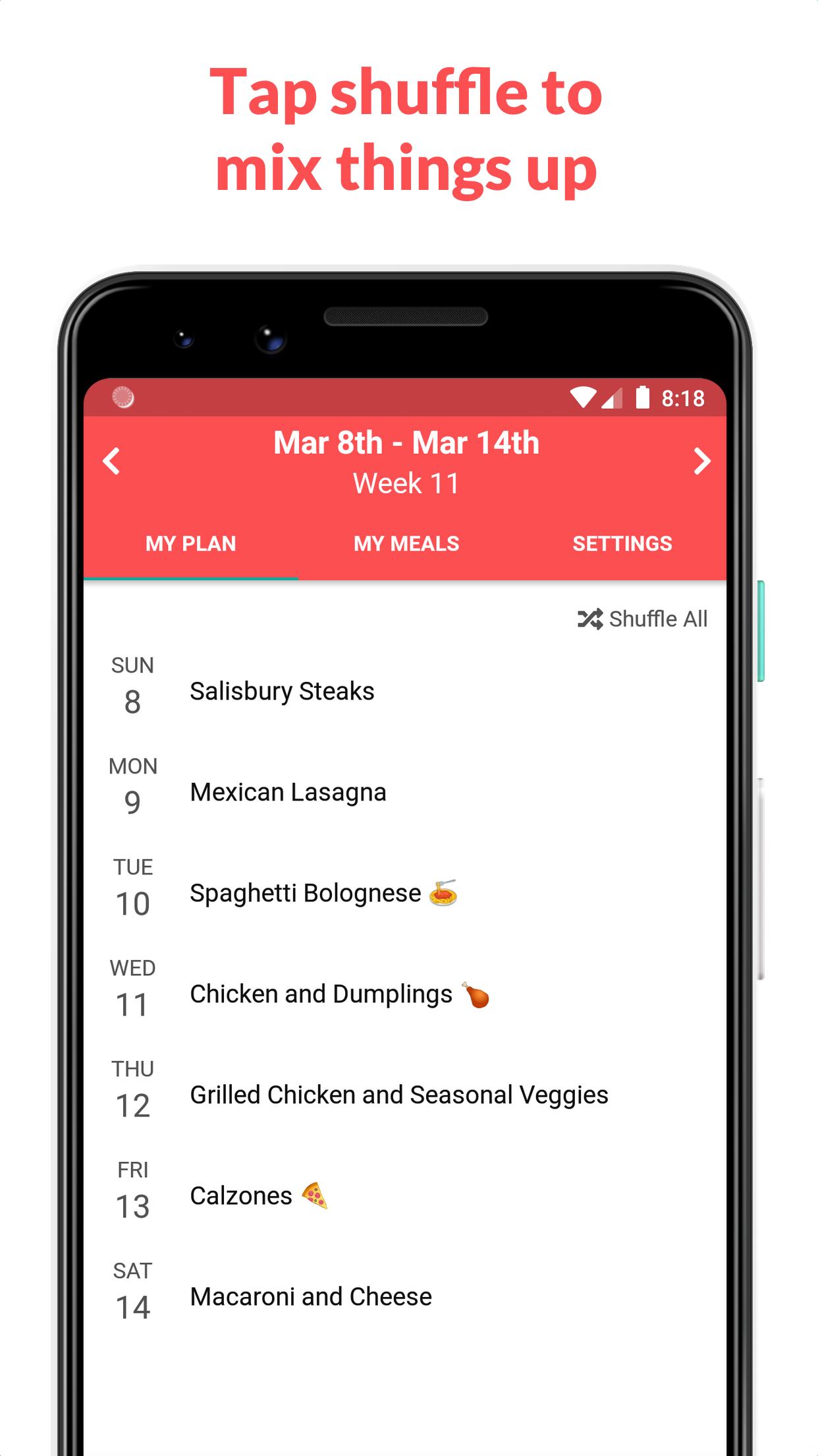 Weekly Meal Planner & Calendar