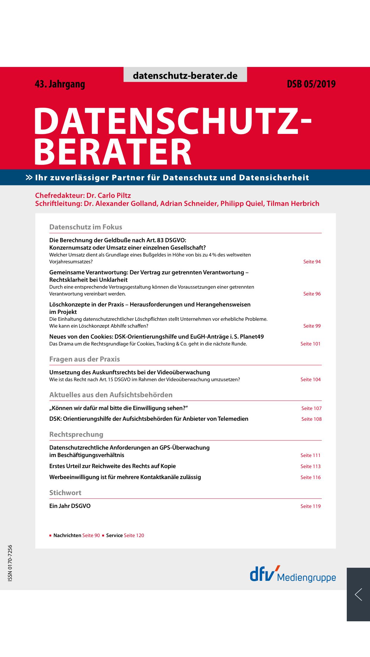 Zeitschrift Datenschutz-Berate