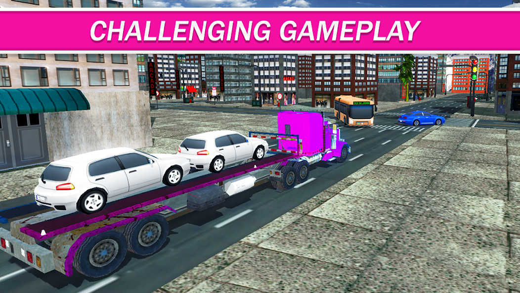 Pink Trailer Truck Car Carrier