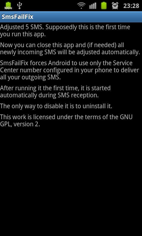 SMS Fail Fix