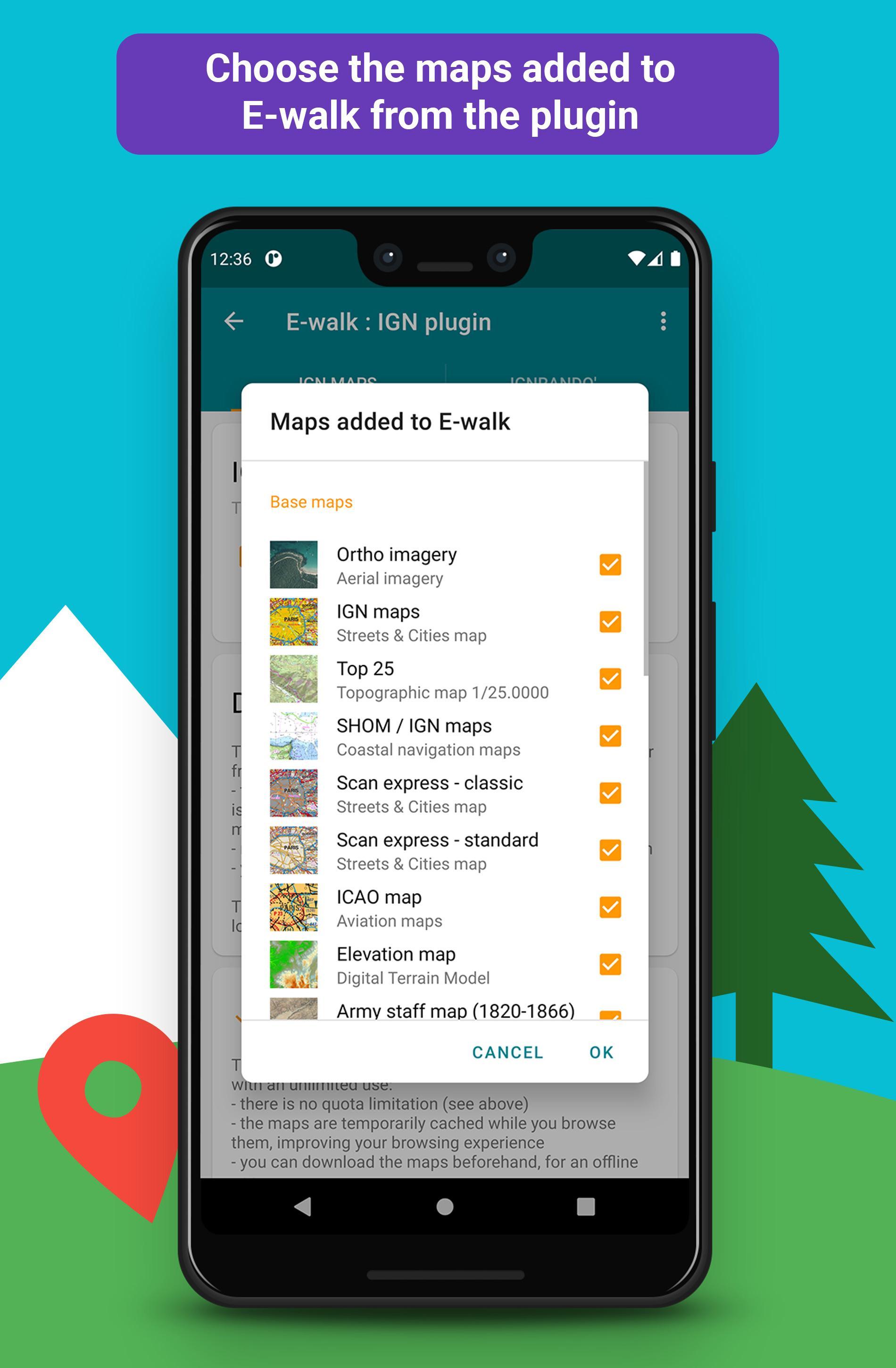 IGN maps (E-walk plugin)