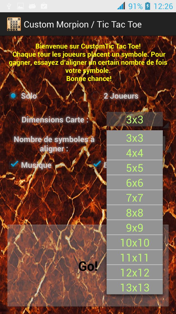 Custom Morpion / Tic Tac Toe