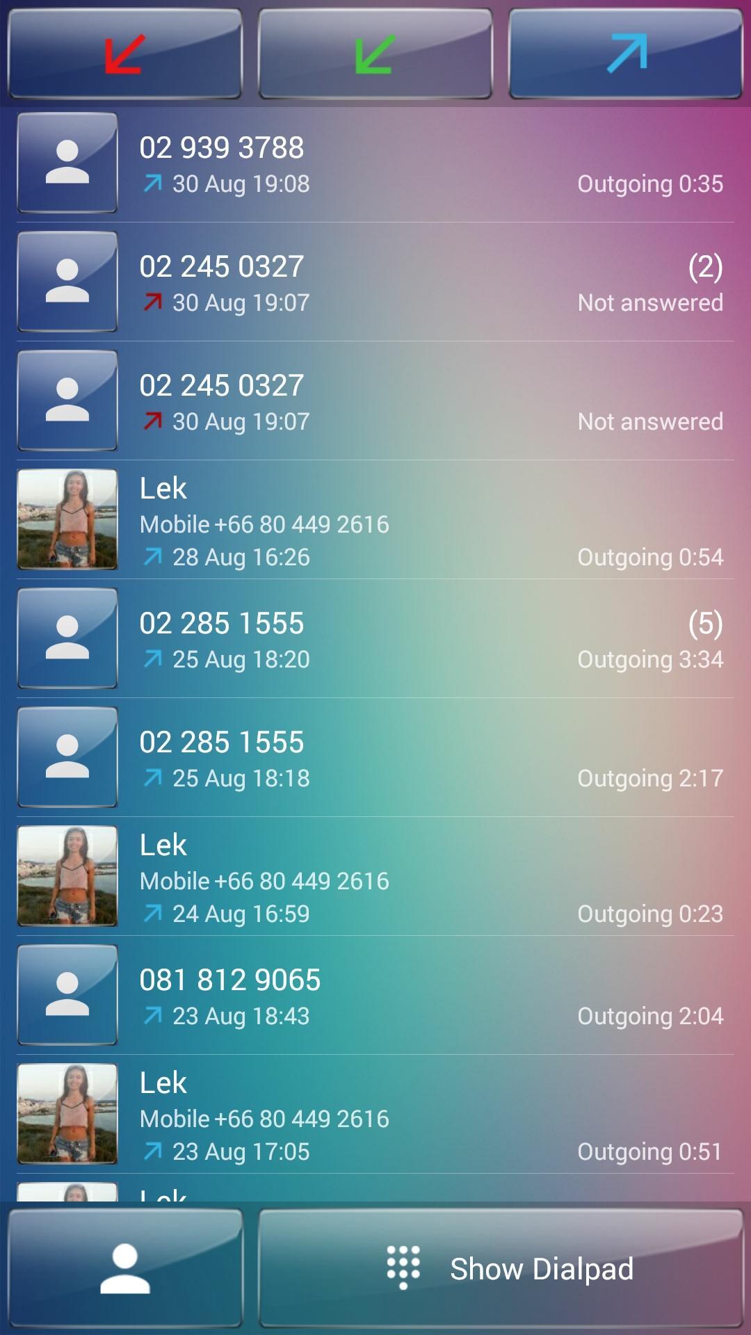 Dialer Theme Pastel Glass drup