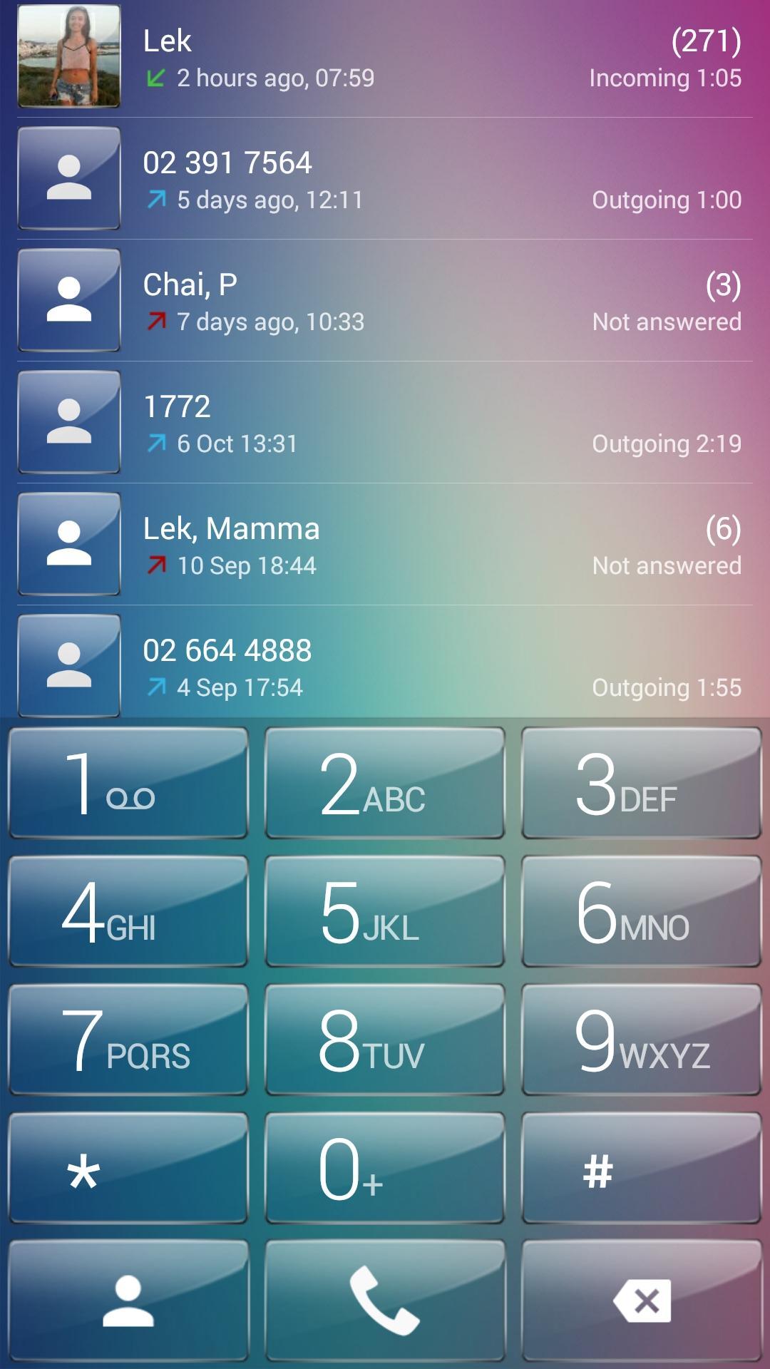 Dialer Theme Pastel Glass drup