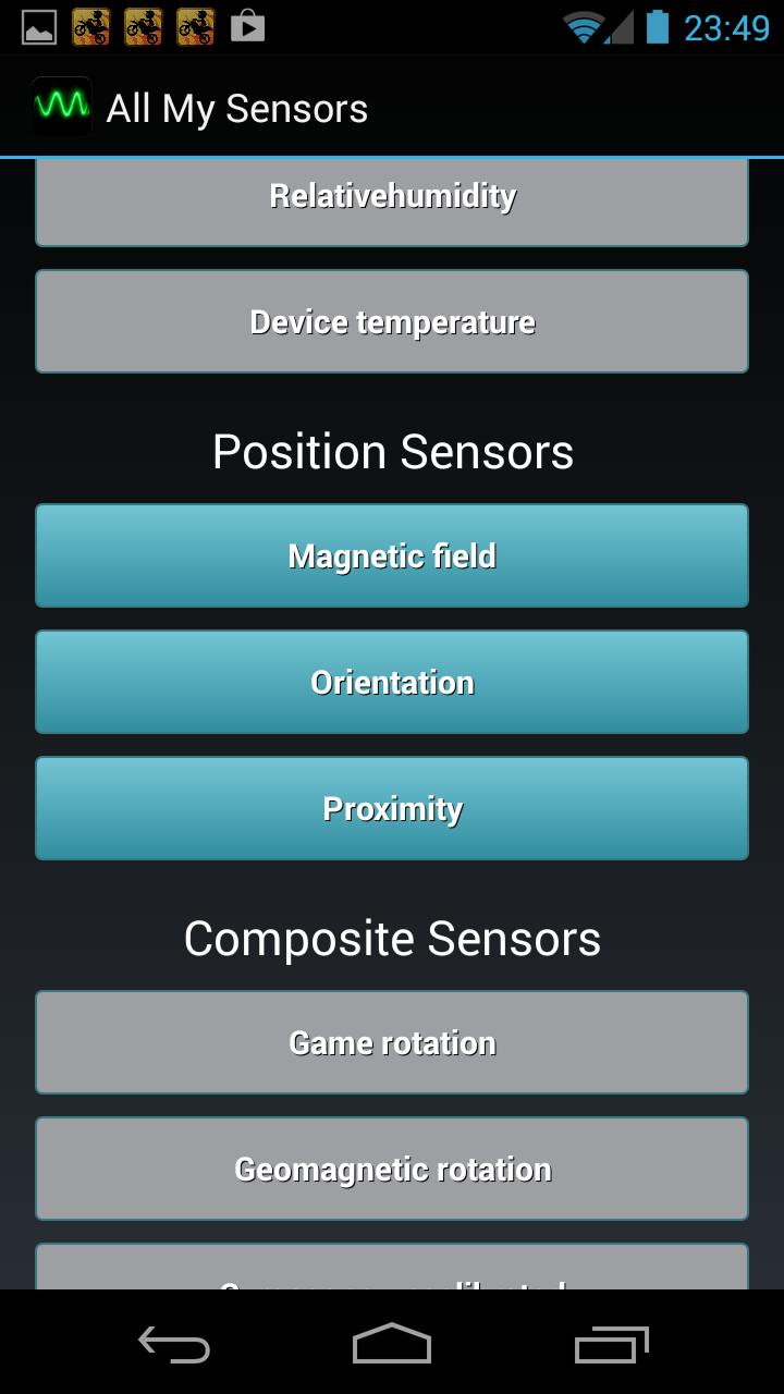 Device Sensors List