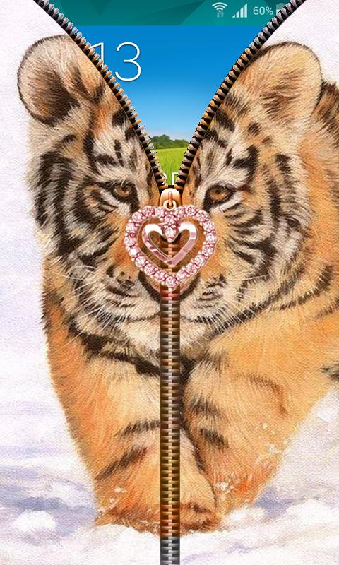 Cute Tiger Cub Zipper UnLock