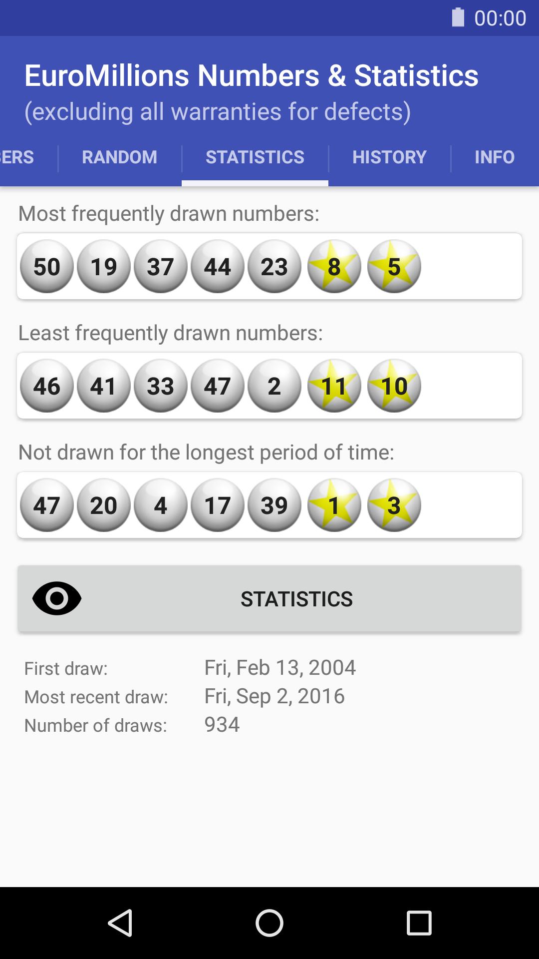 EuroMillions Numbers & Statistics