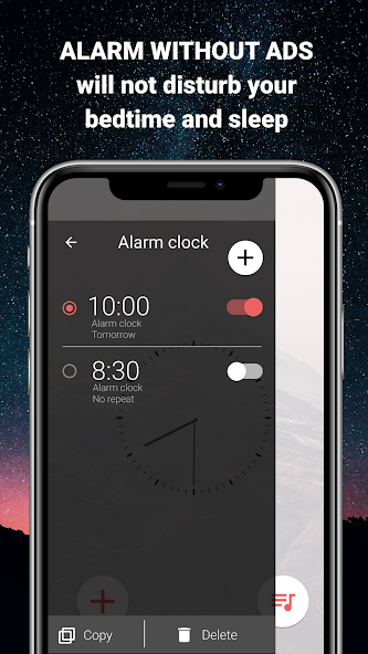 Gentle alarm clock with music