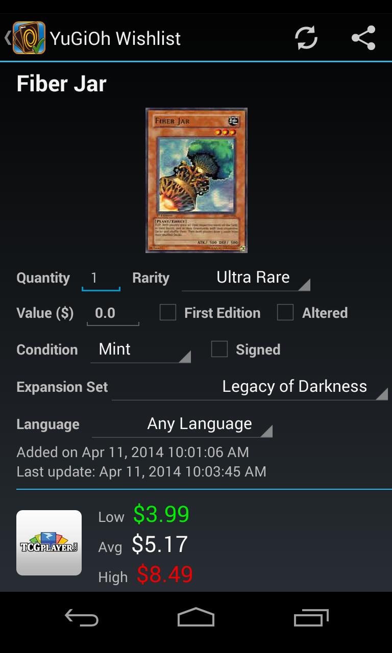 Wishlist for YuGiOh!