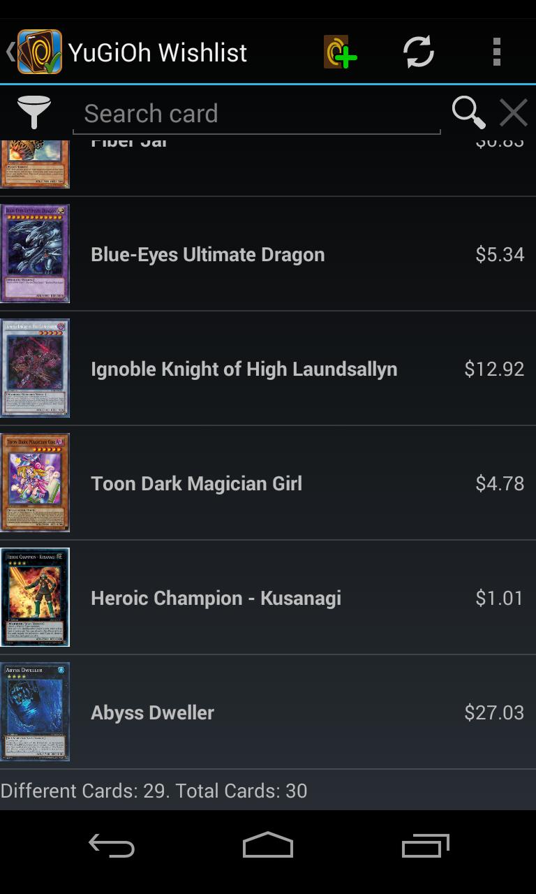 Wishlist for YuGiOh!