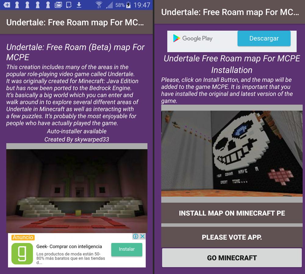 Undertale: Free Roam Map for MCPE