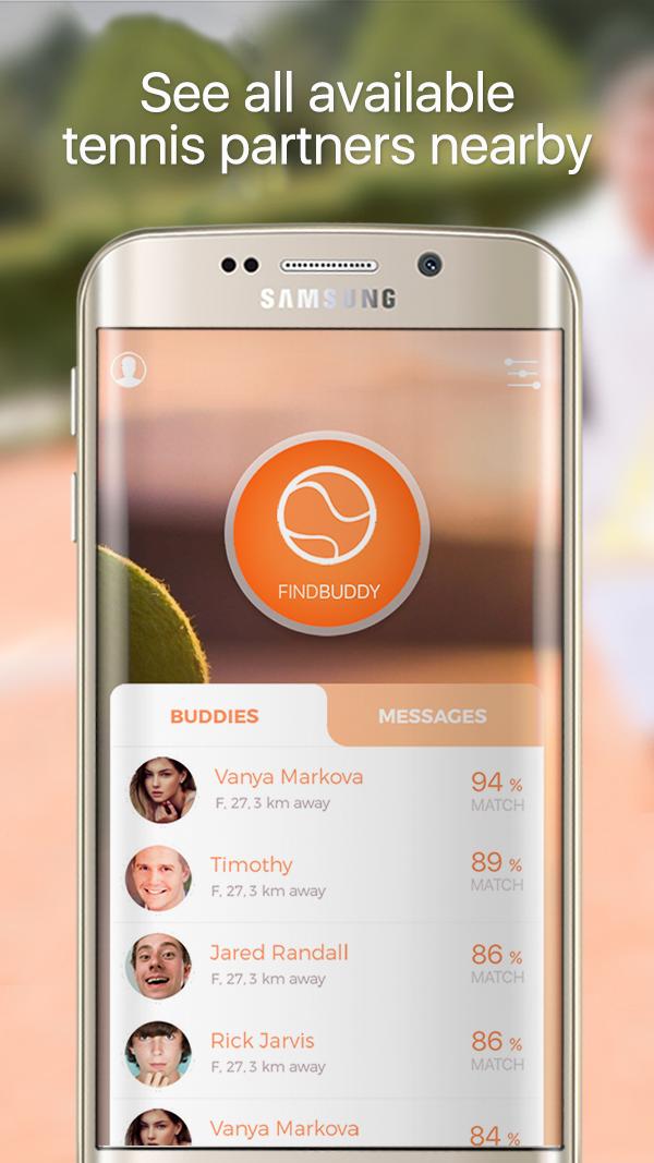 Find tennis players nearby