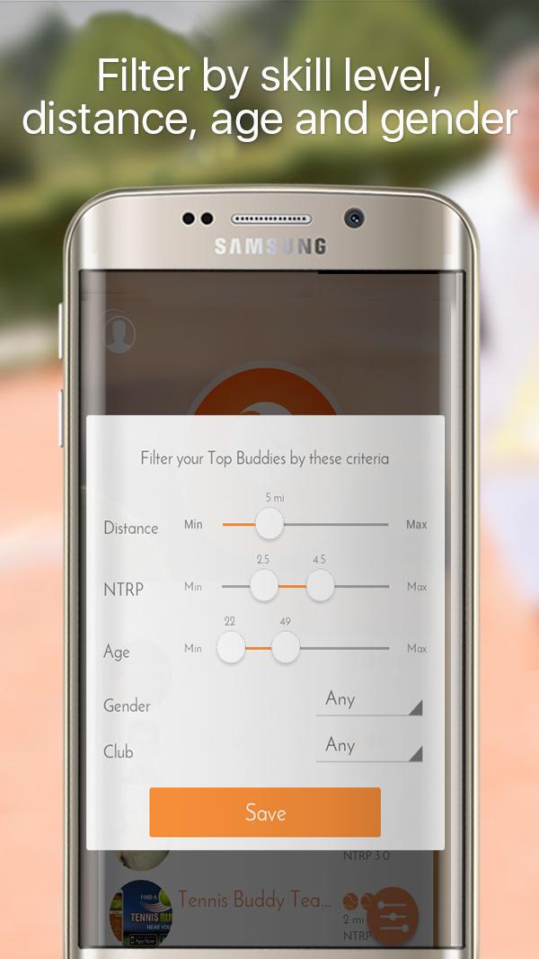 Find tennis players nearby