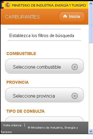 Spanish official fuel prices