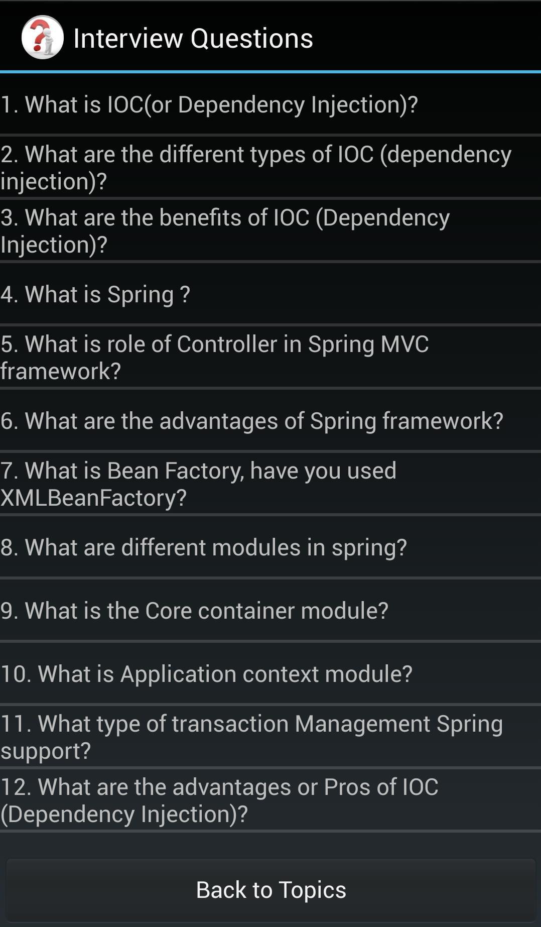 Java/Spring/J2EE Questionnaire