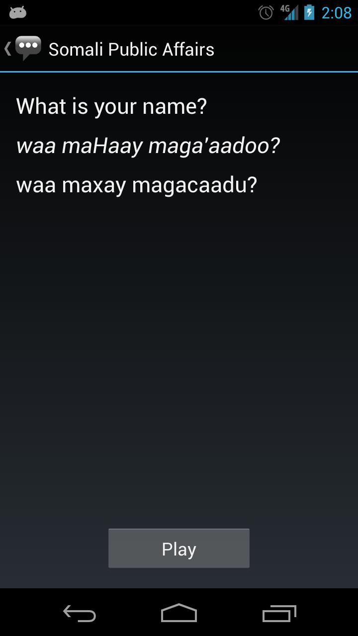 Somali Public Affairs Phrases