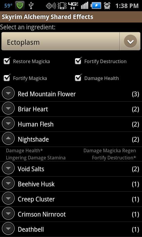 Skyrim Alchemy Shared Effects