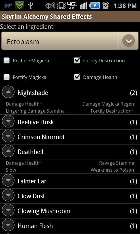 Skyrim Alchemy Shared Effects