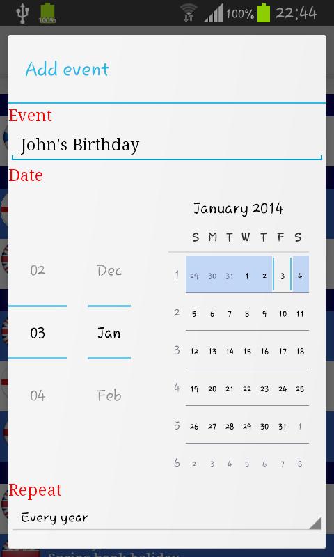 2017 UK Holidays Calendar