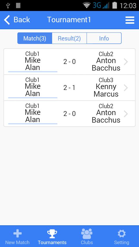 Table Tennis Match Log