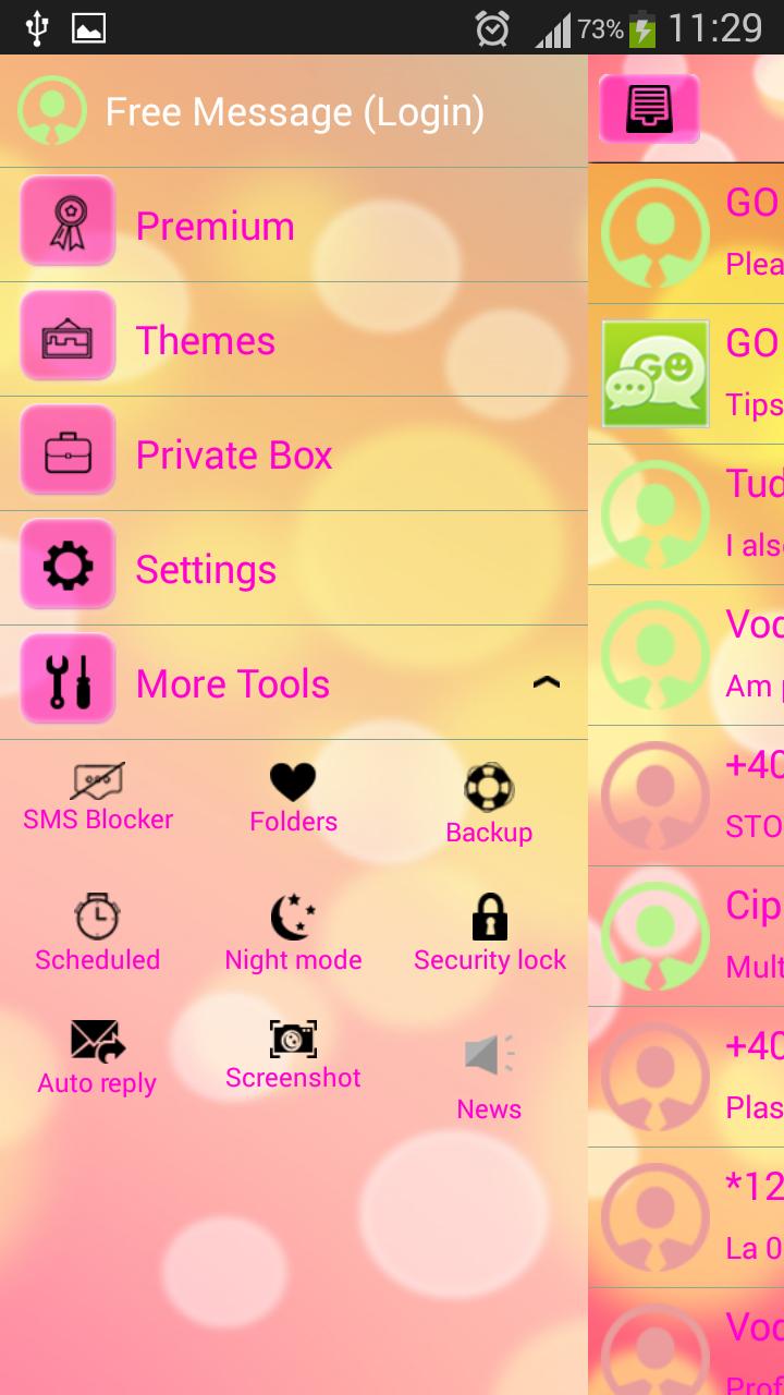 GO SMS Pink Light